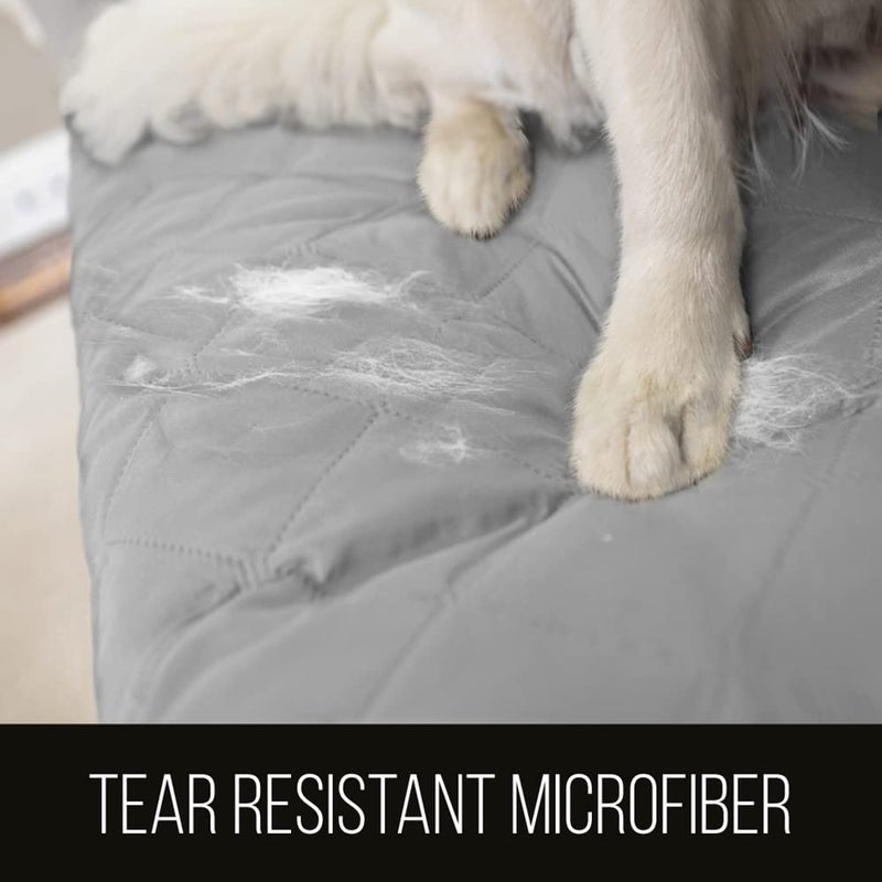 Sofa Shield Recliner Slip Cover with Patented Strap, Cushion Protector, US Designed Reversible Stain and Dog Tear Resistant Slipcover, 25 inch Seat, Washable Covers for Dogs Pets, Light Gray - Image 3